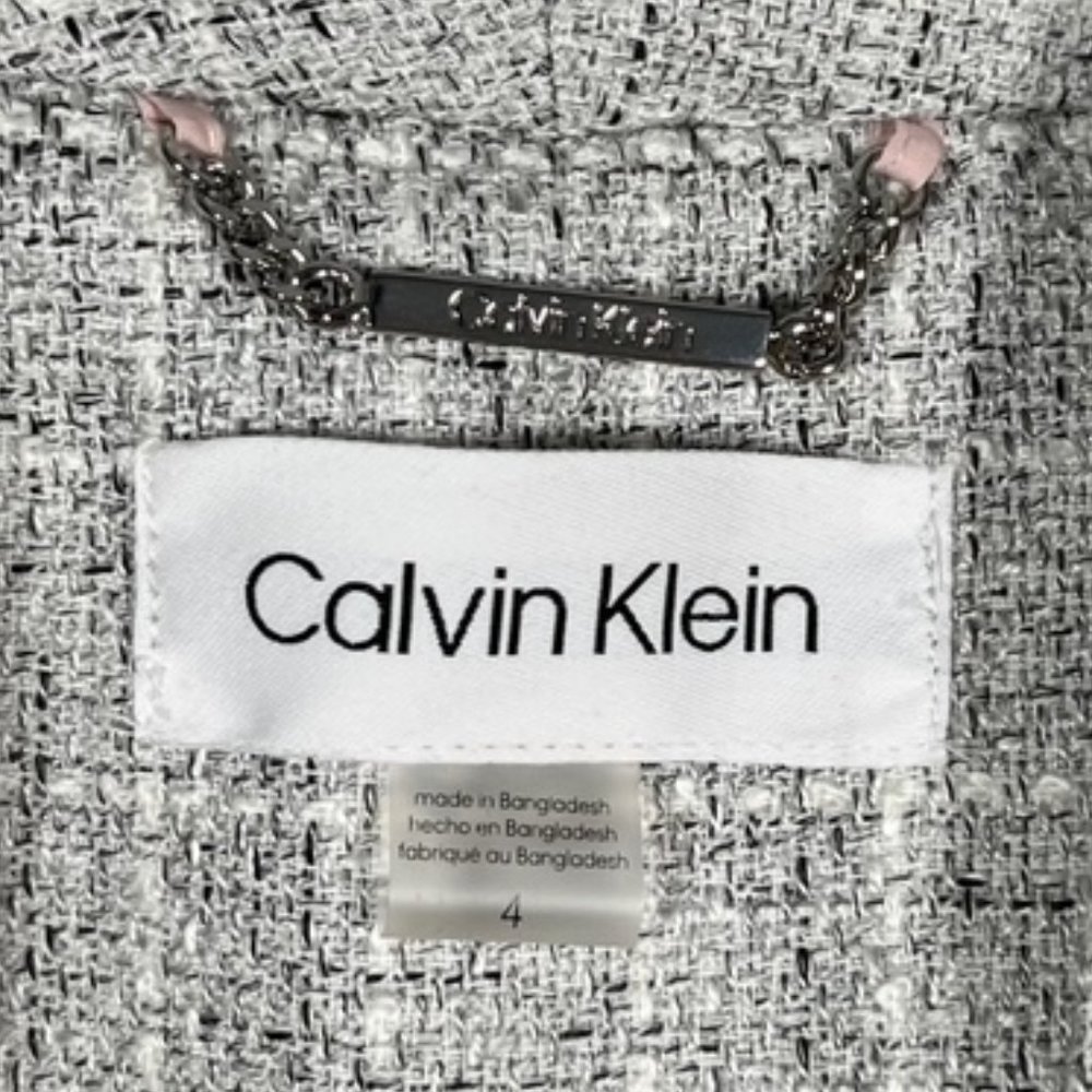 Calvin Klein Open Front Tweed Topper Jacket Size 4 - Picture 4 of 6